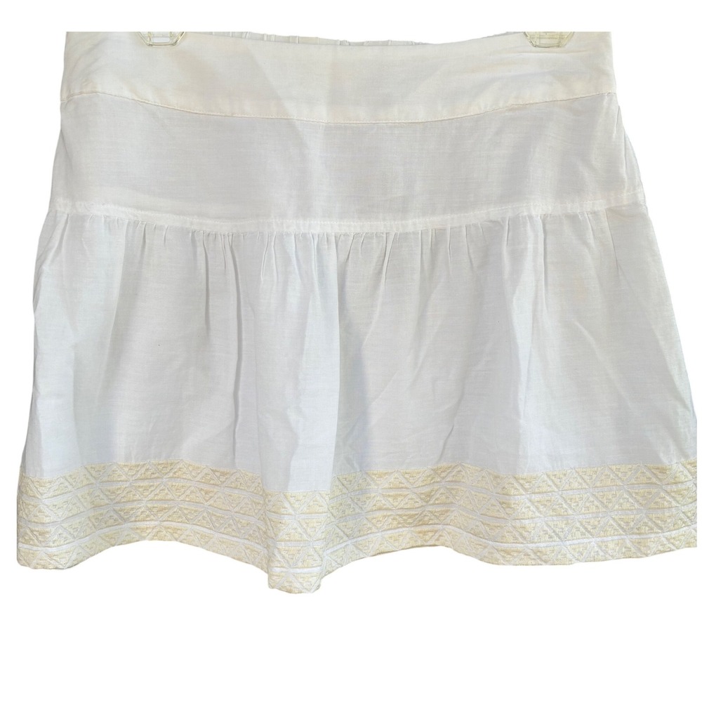 American Eagle NWT Size M White‎ Cotton Mini Skirt Embroidered Hem Boho